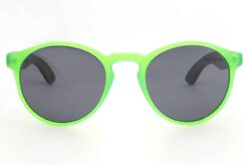 Kids fluro green wooden sunglasses front