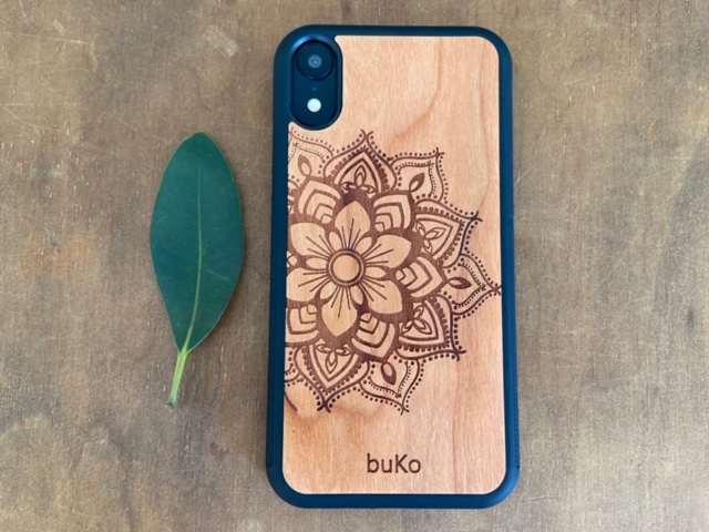 Wooden iPhone XR Case with Mandala Engraving