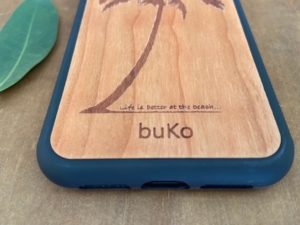 Wooden iPhone XR Case with Palm Tree Engraving