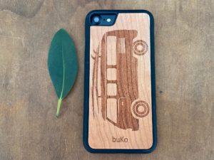 Wooden iPhone 7 and iPhone 7 PLUS Case with Kombi Van Engraving