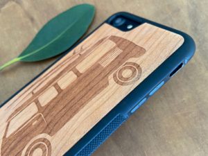 Wooden iPhone 7 and iPhone 7 PLUS Case with Kombi Van Engraving II