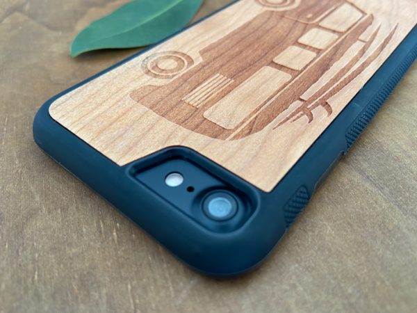 Wooden iPhone 7 and iPhone 7 PLUS Case with Kombi Van Engraving IV