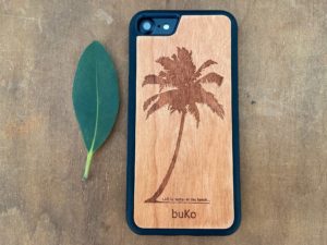 Wooden iPhone 7 and iPhone 7 PLUS Case with Palm Tree Engraving