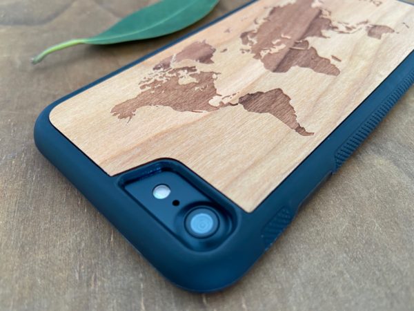 Wooden iPhone 8 and iPhone 8 PLUS Case with World Map Engraving IV