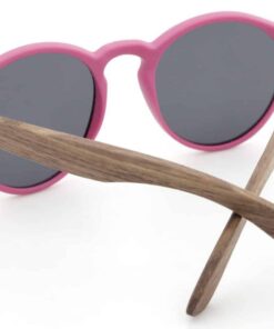 Kids pink wooden sunglasses back