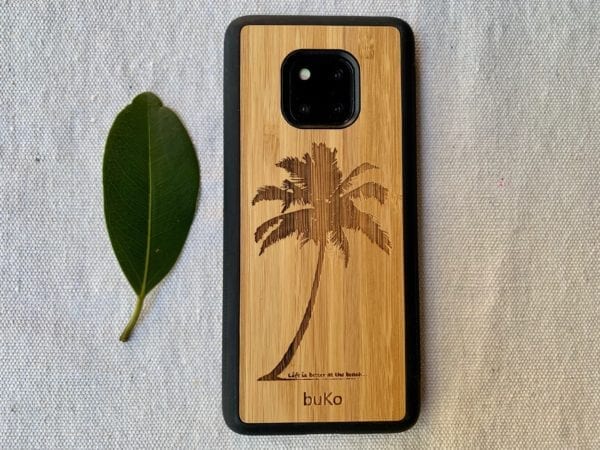 Wooden Huawei Mate 20 Pro Case with Palm Tree Engraving