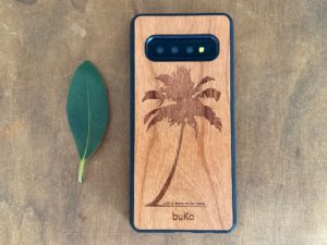 Wooden Galaxy S10/S10 Plus Case with Palm Tree Engraving