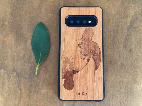 Wooden Galaxy S10/S10 Plus Case with Turtle Engraving