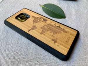 Wooden Huawei Mate 20 Pro Case with World Map Engraving