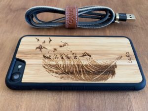 Wooden iPhone 8 and iPhone 8 PLUS Case with Feather Engraving