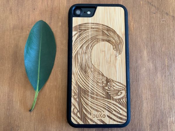 Wooden iPhone 8 and iPhone 8 PLUS Case with Wave Engraving