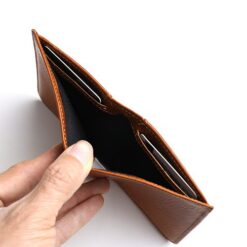 hidden pockets on slim leather wallet