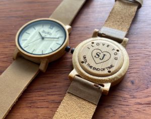 Engraved bamboo watch