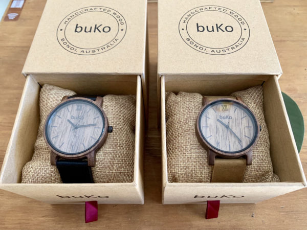 Wooden watches in gift boxes