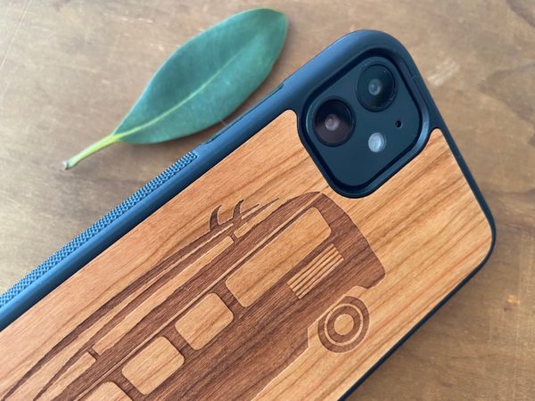 Wooden iPhone 11, 11 Pro, & 11 Pro Max Case with Kombi Van Engraving IV