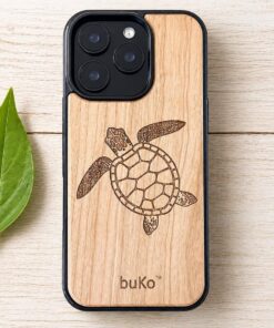 buko wooden phone case with turtle engraving