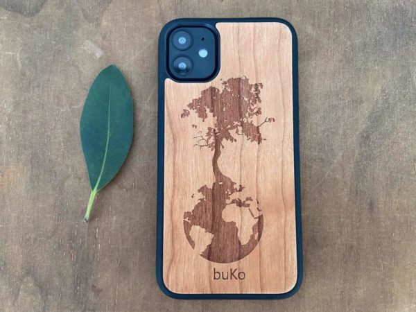 Wooden iPhone 11 case with Earth Tree engraving