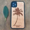 Wooden iPhone 11 case with palm tree engraving