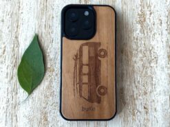wooden phone case with van engraving