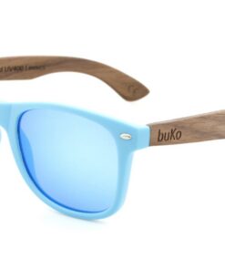 Runaway Blue Wood sunglasses with reflective lenses