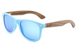Runaway Blue Wood sunglasses with reflective lenses