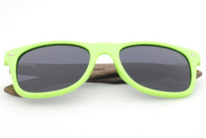 Runaway Green wooden sunglasses folded