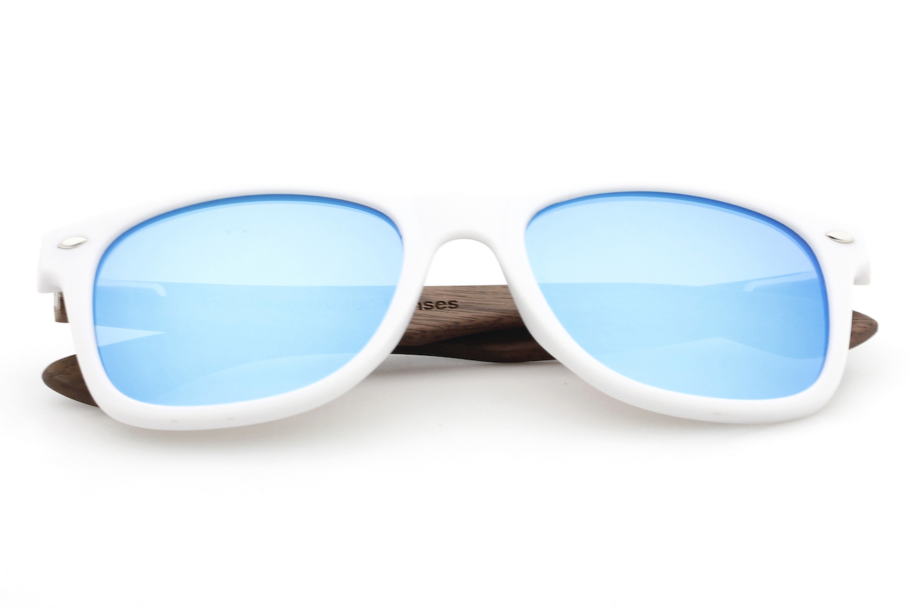 Runaway White wooden sunglasses folded