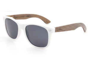 Runaway White wooden sunglasses with grey lenses