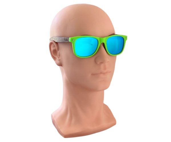 Green sunglasses on male model