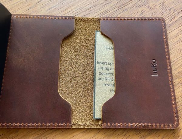 pocket on leather wallet