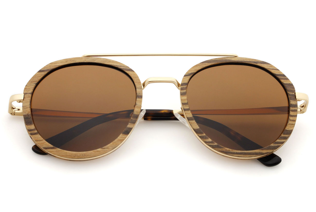 Luxe wooden sunglasses folded