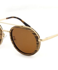 Luxe wooden sunglasses with gold metal frame