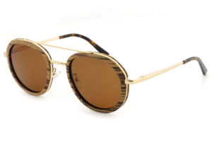 Luxe wooden sunglasses with gold metal frame