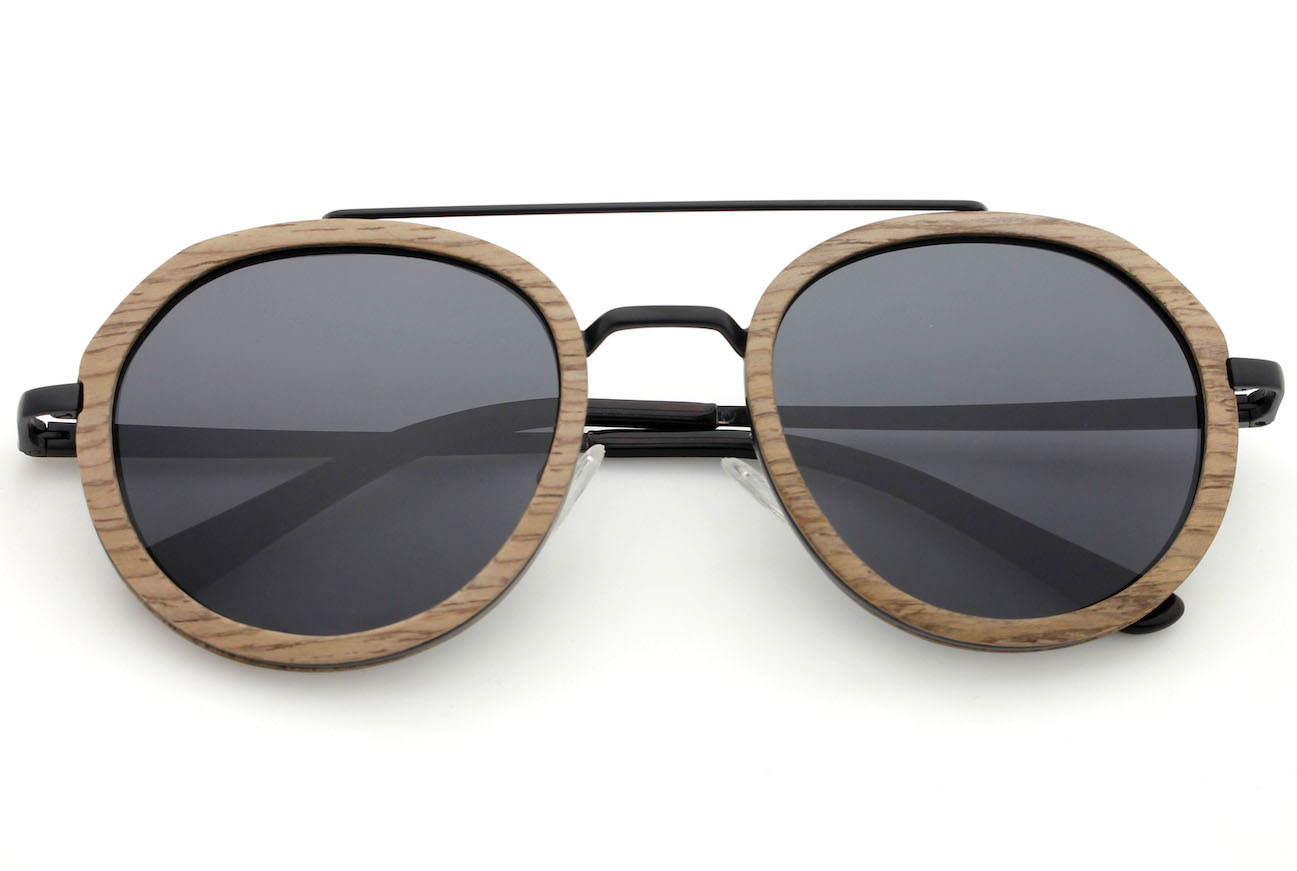 Luxe Walnut wood sunglasses folded