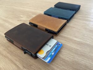 Leather pop up wallets
