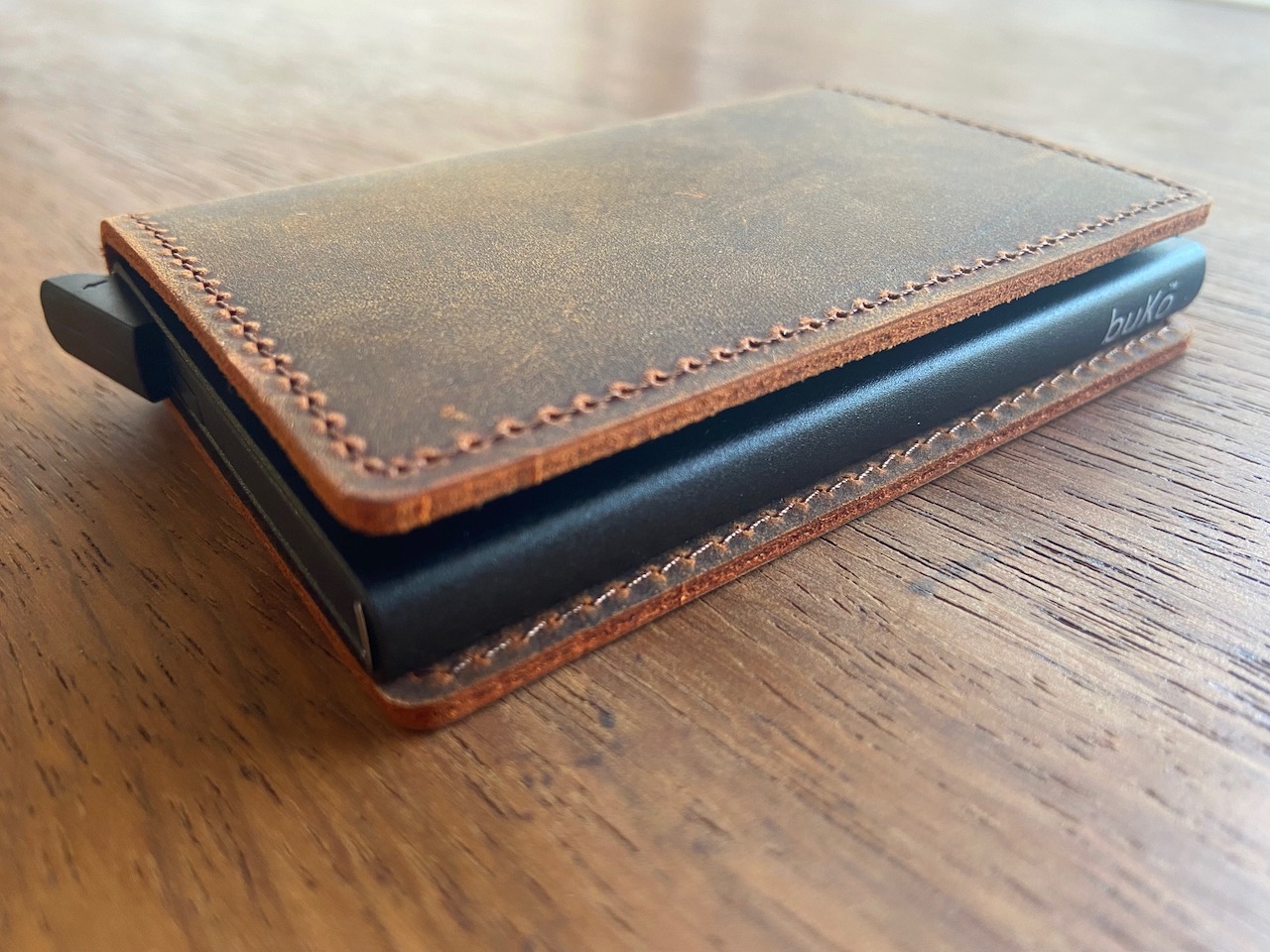 leather pop up wallet
