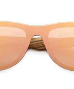 Wooden sunglasses with rose gold lenses