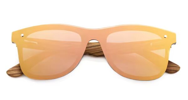 Wooden sunglasses with rose gold lenses
