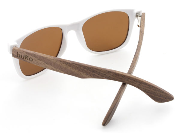 Runaway White wooden sunglasses back