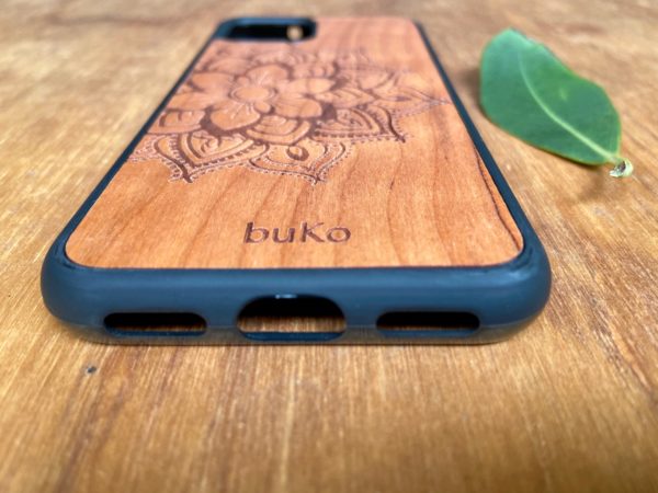 Wooden Google Pixel 4 and 4XL Case with Mandala Engraving