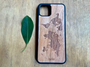 Wooden Google Pixel 4 and 4XL Case with World Map Engraving