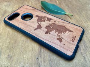 Wooden Google Pixel 3 and 3XL Case with World Map Engraving