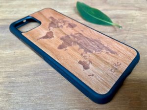 Wooden Google Pixel 4 and 4XL Case with World Map Engraving
