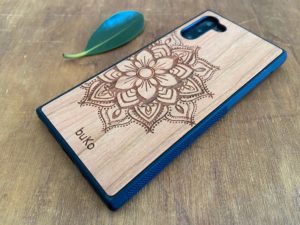 Wooden Galaxy Note 10 Case with Mandala Engraving