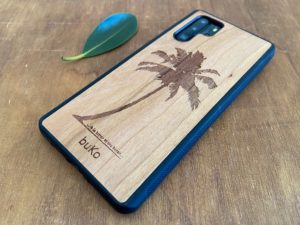 Wooden Huawei P30 Pro Case with Palm Tree Engraving