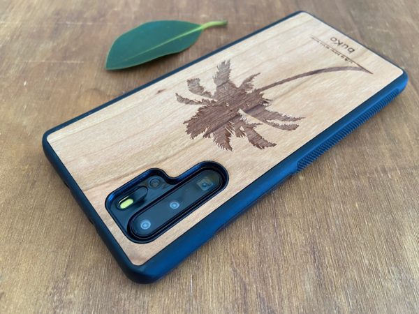 Wooden Huawei P30 Pro Case with Palm Tree Engraving