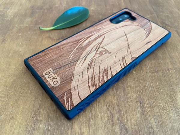 Wooden Galaxy Note 10 Case with Surfer Engraving
