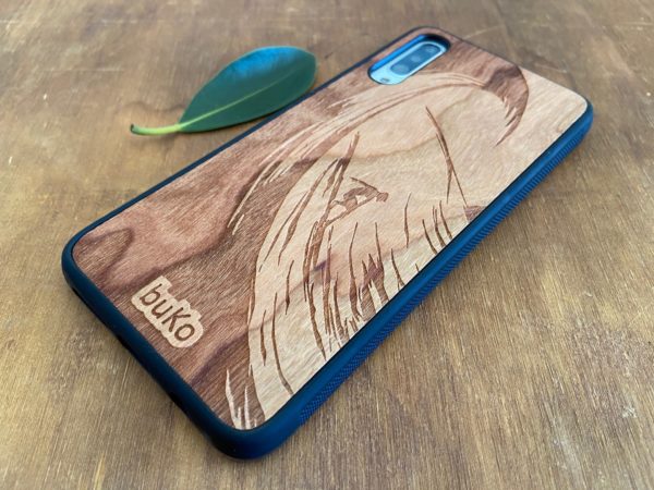 Wooden Galaxy A70 Case with Surfer Engraving