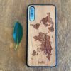 Wooden Galaxy A70 Case with World Map Engraving