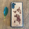 Wooden Galaxy Note 10 Case with World Map Engraving